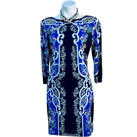 Ali Ra Geometic Midi 3/4 Sleeve Slip Paisley Print Dress size 6 NOT 4 SALE - Picture 2 of 11